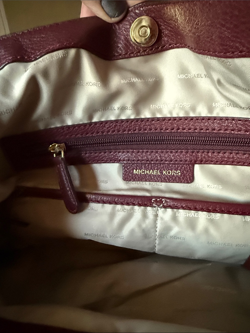 Michael Kors Pebbled Leather Shoulder Bag in Burgundy - Picture 3 of 8